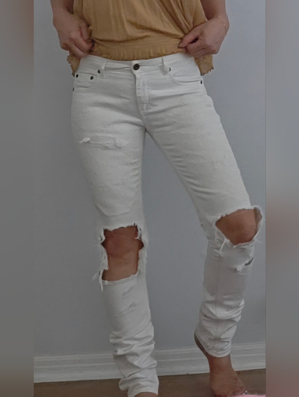 Off White c/o Virgil Abloh “DENIM LABEL” DIAG SKINNY 5 POCKET. made in Italy. 25